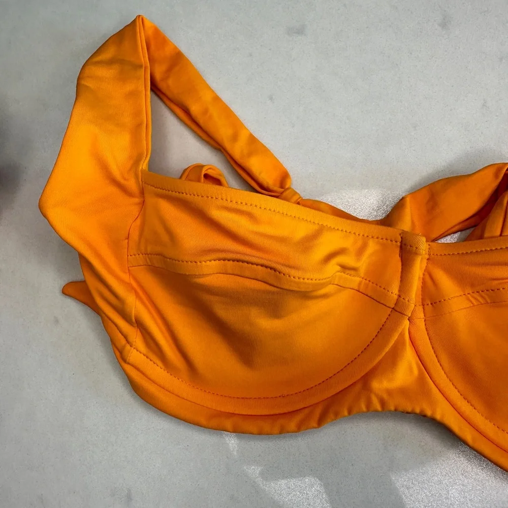 L*Space Camellia Mango Orange Bikini Set Underwire Top + High-Leg Bottom NWT M